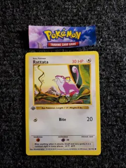 Rattata (Shadowless) - 61/102 Base Set - 1st Edition - Pokemon TCG LP-NM - Image 1