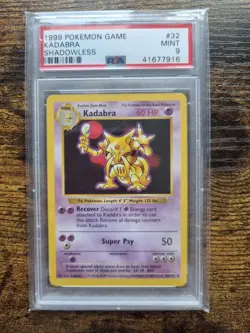 Pokemon Kadabra Base Set Shadowless Rare 32/102 - PSA 9 - Image 1
