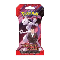 1 Pokemon TCG Destined Rivals Sleeved Booster Pack Factory Giovanni & Mewtwo - Image 1