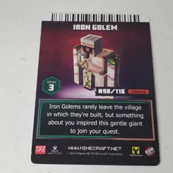 IRON GOLEM Pet Minecraft Dungeons Arcade Series 3 Unique Best Card #98 - Image 2