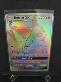2017 Pokemon TCG Sun & Moon Espeon GX Rainbow Secret Rare Card 152/149 LP - Image 1