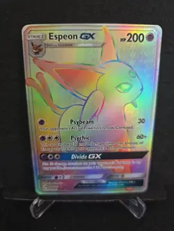 2017 Pokemon TCG Sun & Moon Espeon GX Rainbow Secret Rare Card 152/149 LP - Image 3