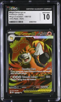 (PSA) CGC 10 Mega Camerupt ex Mega Evolution Full Art Pokemon Card #156 Gem Mint - Image 1