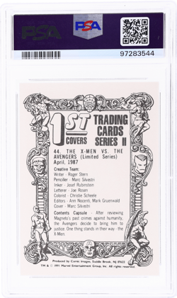 1991 Marvel Comics the X-Men Vs. Avengers 1st Cover Trading Cards II #44 PSA 9 - Image 2