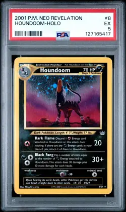 Pokemon Neo Revelation 2001 #8 Houndoom Holo Card - PSA 5 - Image 1