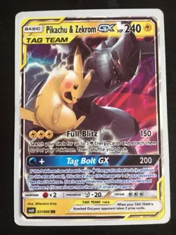 Pokemon Pikachu & Zekrom GX TCG Sun & Moon Holo Ultra Rare Card 33/181 - Image 1