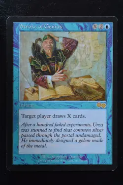 Magic The Gathering MTG STROKE OF GENIUS Urza's Saga MP Moderately Played - Image 1