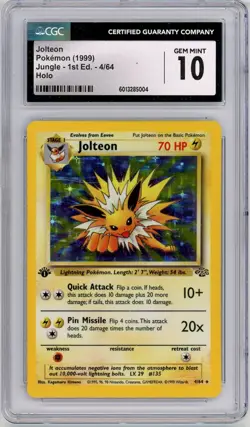 Pokemon Jolteon #4 Jungle 1st Edition Holo CGC 10 Gem Mint - Image 1