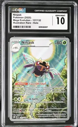 Ninjask 137/132 Pokemon Mega Evolution Holo Illustration Rare CGC 10 GEM MINT - Image 1