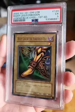 Yugioh Right Leg of the Forbidden One LOB-120 Ultra Rare 1st Ed PSA 5 Excellent - Image 1