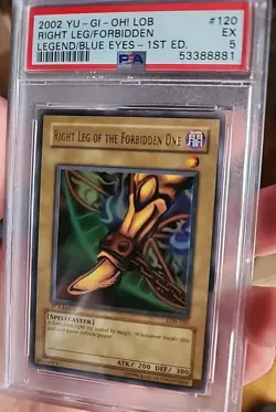 Yugioh Right Leg of the Forbidden One LOB-120 Ultra Rare 1st Ed PSA 5 Excellent - Image 2