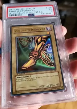 Yugioh Right Leg of the Forbidden One LOB-120 Ultra Rare 1st Ed PSA 5 Excellent - Image 3