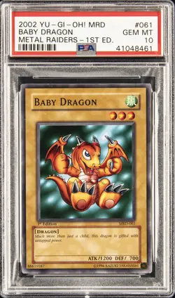2002 YU-GI-OH! MRD-METAL RAIDERS 1ST ED #061 BABY DRAGON PSA 10 - Image 1