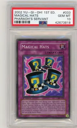 2002 Yu-Gi-Oh! Magical Hats PSV-033 1st Edition Super Rare PSA 10 Gem Mint - Image 1