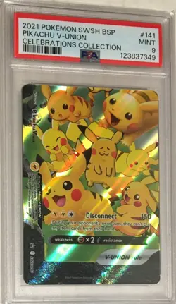 Pokemon SWSH Black Star Promo PSA 9 Pikachu V Union Celebrations SWSH141 #141 - Image 1