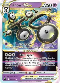Holo Unown VSTAR 066/195 Ultra Rare Silver Tempest Pokemon TCG NM - Image 1