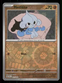 Meditite SV07: Stellar Crown #077/142 Common Reverse Holo Pokemon NM - Image 1