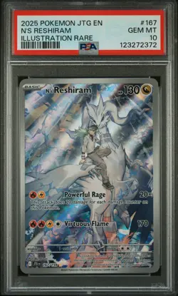 2025 POKEMON JTG EN-JOURNEY TOGETHER ILLUSTRATION RARE #167 N'S RESHIRAM PSA 10 - Image 1
