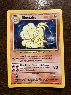 Pokemon Ninetales Base Set Holo Unlimited Rare Card 12/102 LP Condition - Image 1