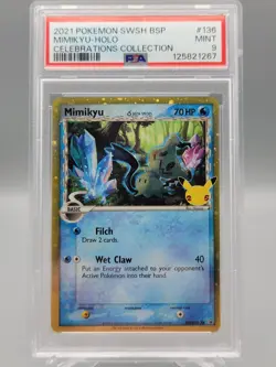 Pokemon Mimikyu Celebrations Coll. Holo Promo SWSH136 PSA 9 - Image 1