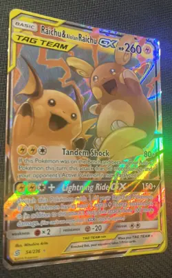 Pokemon GX Unified Minds Alolan Raichu Card 54/236 Ultra Rare SM Holo - Image 2