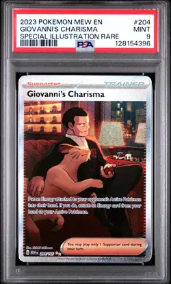 Giovanni's Charisma 204 2023 Pokemon S&V 151 SIR PSA 9 MINT Graded Card - Image 1