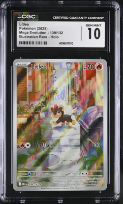 (PSA) CGC 10 Litleo Mega Evolution Illustration Rare Pokemon Card #139 Gem Mint - Image 1