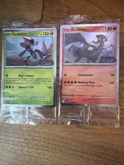Phantasmal Flames Reshiram 017/094 + Genesect 008/094 Promo Cards Sealed NM - Image 1
