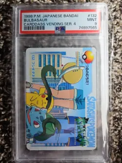 1998 POKEMON JPN BANDAI CARDDASS VENDING SER 4 #132 BULBASAUR PSA 9 - Image 1