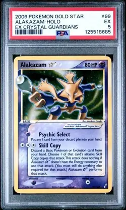 2006 Pokemon Gold Star EX Crystal Guardians Alakazam Holo #99 PSA 5 Excellent - Image 1