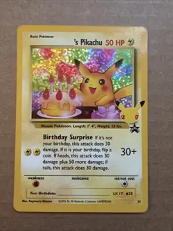 Birthday Pikachu Holo 24 Celebrations Classic Collection Pokemon 2021 NM - Image 1