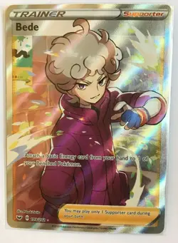 Bede FULL ART ULTRA RARE Trainer 199/202 Sword and Shield Base Set Pokemon NM - Image 1