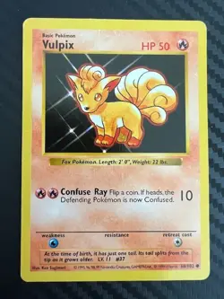 Pokemon TCG Vulpix Base Set Shadowless 68/102 Common DMG - Image 1