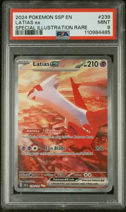 Pokemon Latias EX TCG Card Sv08: Surging Sparks 239/191 SIR - PSA 9 - Image 1