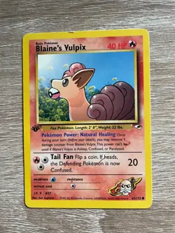 Blaine's Vulpix 65/132 1st Edition Gym Heroes Pokemon Card MP - Image 1