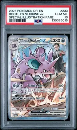 2025 POKEMON DRI EN-DESTINED RIVALS #233 TEAM ROCKET'S NIDOKING EX PSA 10 - Image 1