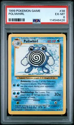 1999 POKEMON GAME #38 POLIWHIRL PSA EX-MT 6 - Image 1