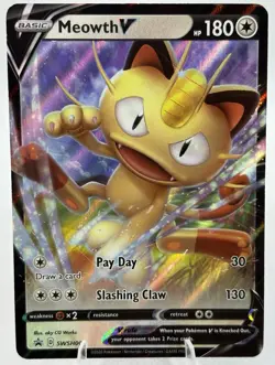 [NM] Pokemon TCG Meowth V SWSH Black Star Promos SWSH004 Holo Promo - Image 1