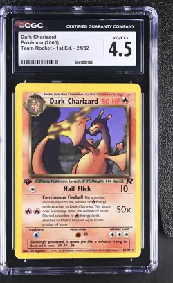 CGC 4.5 Dark Charizard 2000 Team Rocket 1st Edition 21/82 Pokemon Card - Image 1