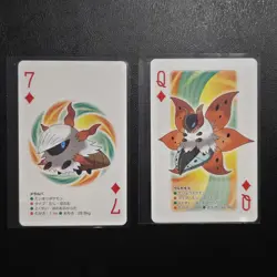 2012 Kyurem Pokemon Playing Cards Larvesta Volcarona Q & 7 Of Diamonds - Image 1