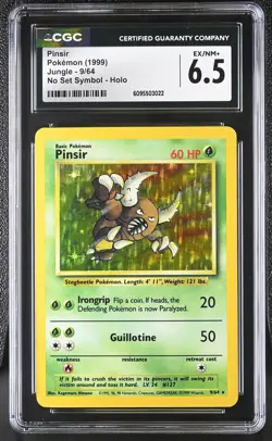 CGC 6.5 Pinsir 9/64 No Set Symbol Error Holo Jungle Pokemon Card - Image 1