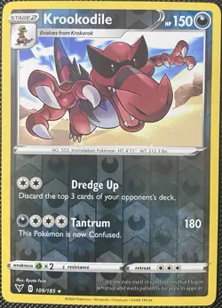 Krookodile 109/185 Swsh04: Vivid Voltage Reverse Holo - Pokemon Card - Image 1