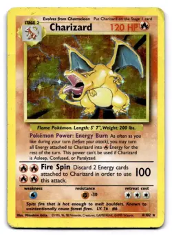Pokemon TCG - Charizard - 4/102 - Holo Rare - Base Set Unlimited DMG - Image 1