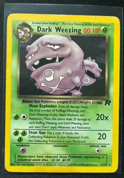 Pokemon Dark Weezing 31/82 Non Holo Team Rocket Unlimited HP/DMG (Crease) - Image 1