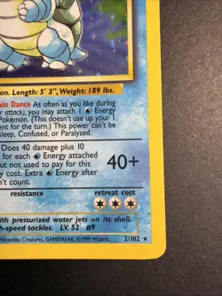 1999 Pokemon TCG Blastoise #2 Base Set Unlimited Holo Rare WOTC - MP - Image 4