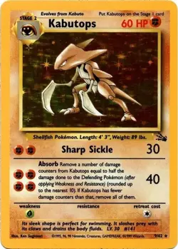 Pokemon TCG Kabutops Fossil 9/62 Holo Rare MP - Image 1