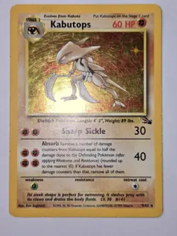 Pokemon TCG Kabutops Fossil 9/62 Holo Rare MP - Image 2