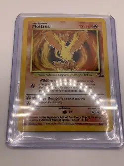 Pokemon Unlimited Fossil Set Holo Rare Moltres LP/NM #12/62 - Image 1