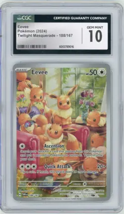 2024 Pokemon Twilight Masquerade Eevee 188/167 Illustration Rare CGC 10 - Image 1