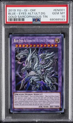 2019 YU-GI-OH! GOLD SARCOPHAGUS TIN BLUE-EYES ALTERNATIVE ULTIMATE DRAGON PSA 10 - Image 1